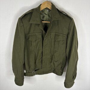 Vintage 1950s Canadian Army Wool Battle Dress Jacket P50 Olive Military 39 M